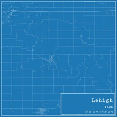 Blueprint US city map of Lehigh, Iowa.