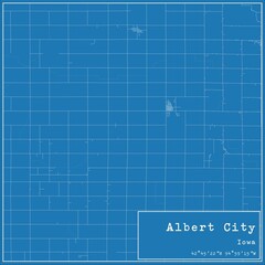 Blueprint US city map of Albert City, Iowa.
