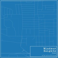 Blueprint US city map of Windsor Heights, Iowa.