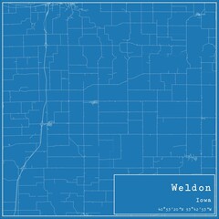 Fototapeta premium Blueprint US city map of Weldon, Iowa.