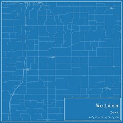 Blueprint US city map of Weldon, Iowa.