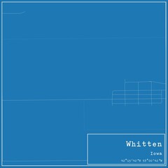 Blueprint US city map of Whitten, Iowa.