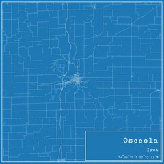 Blueprint US city map of Osceola, Iowa.
