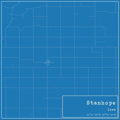Blueprint US city map of Stanhope, Iowa.