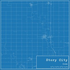 Blueprint US city map of Story City, Iowa.