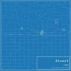 Blueprint US city map of Stuart, Iowa.