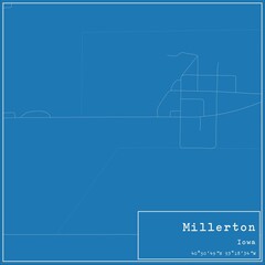 Blueprint US city map of Millerton, Iowa.