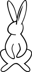 Line art bunny illustration. Cute rabbit with black thin line. PNG with transparent background.