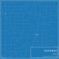 Blueprint US city map of Lorimor, Iowa.