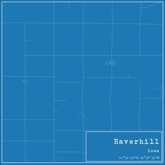 Blueprint US city map of Haverhill, Iowa.