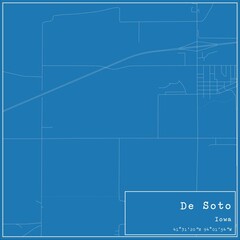 Blueprint US city map of De Soto, Iowa.