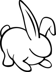 Line art bunny illustration. Cute rabbit with black thin line. PNG with transparent background.