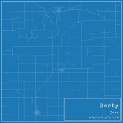 Fototapeta premium Blueprint US city map of Derby, Iowa.