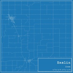 Fototapeta premium Blueprint US city map of Hamlin, Iowa.