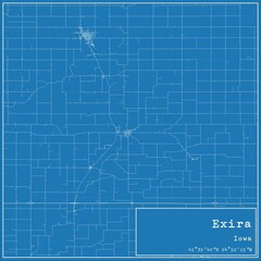 Blueprint US city map of Exira, Iowa.