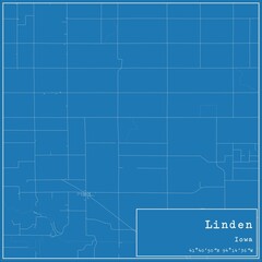 Blueprint US city map of Linden, Iowa.