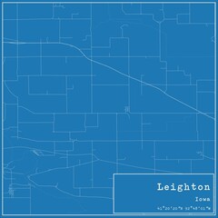 Blueprint US city map of Leighton, Iowa.
