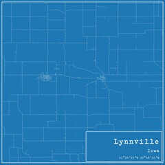 Blueprint US city map of Lynnville, Iowa.