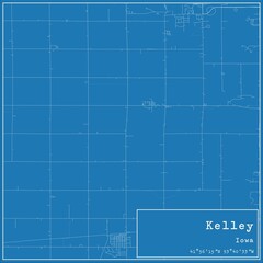 Blueprint US city map of Kelley, Iowa.