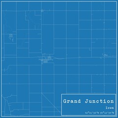 Blueprint US city map of Grand Junction, Iowa.