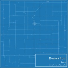 Blueprint US city map of Humeston, Iowa.