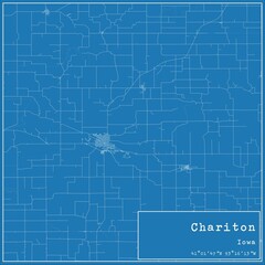 Blueprint US city map of Chariton, Iowa.