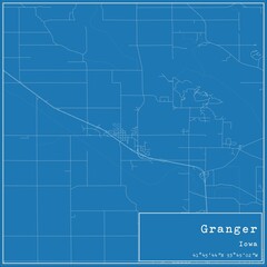 Fototapeta premium Blueprint US city map of Granger, Iowa.
