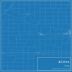 Blueprint US city map of Alden, Iowa.