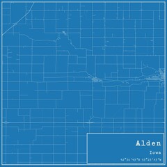Blueprint US city map of Alden, Iowa.