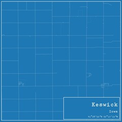 Blueprint US city map of Keswick, Iowa.
