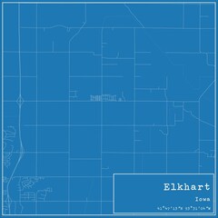 Blueprint US city map of Elkhart, Iowa.