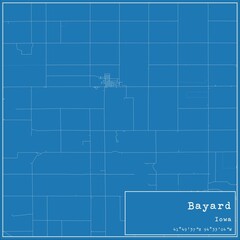 Blueprint US city map of Bayard, Iowa.