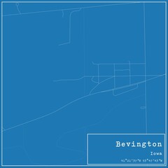 Obraz premium Blueprint US city map of Bevington, Iowa.