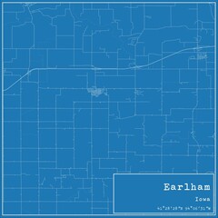 Blueprint US city map of Earlham, Iowa.