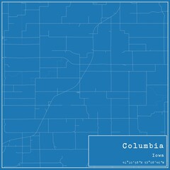 Blueprint US city map of Columbia, Iowa.