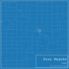 Blueprint US city map of Coon Rapids, Iowa.
