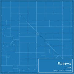 Blueprint US city map of Rippey, Iowa.