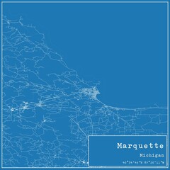Blueprint US city map of Marquette, Michigan.