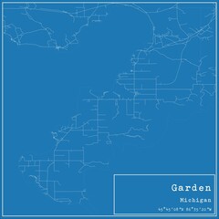 Blueprint US city map of Garden, Michigan.