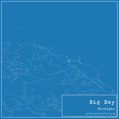 Blueprint US city map of Big Bay, Michigan.
