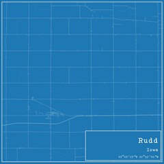 Blueprint US city map of Rudd, Iowa.