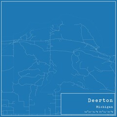 Blueprint US city map of Deerton, Michigan.