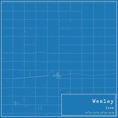 Blueprint US city map of Wesley, Iowa.