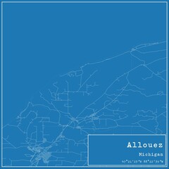 Blueprint US city map of Allouez, Michigan.