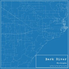 Blueprint US city map of Bark River, Michigan.