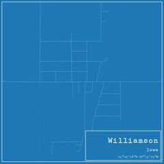 Blueprint US city map of Williamson, Iowa.