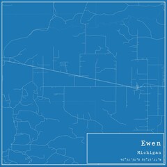 Blueprint US city map of Ewen, Michigan.