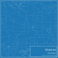 Blueprint US city map of Elmira, Michigan.