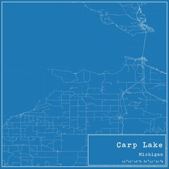 Blueprint US city map of Carp Lake, Michigan.