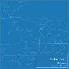 Blueprint US city map of Eckerman, Michigan.